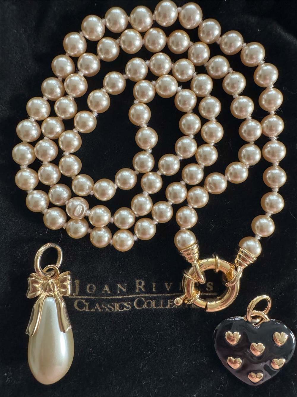 Vintage Joan Rivers Pearl Necklace with Charms